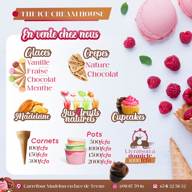 Carte menu The Ice Cream House