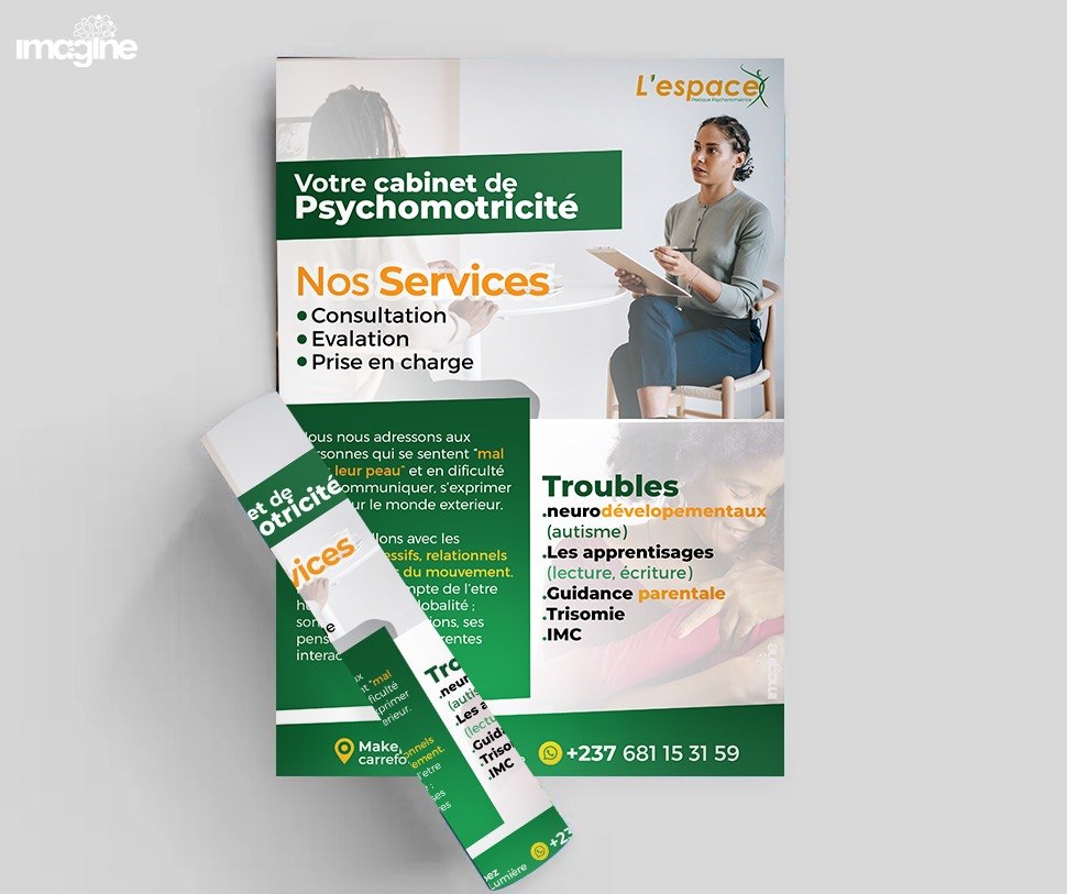 Mockup du flyer de présentation du cabinet L'espace