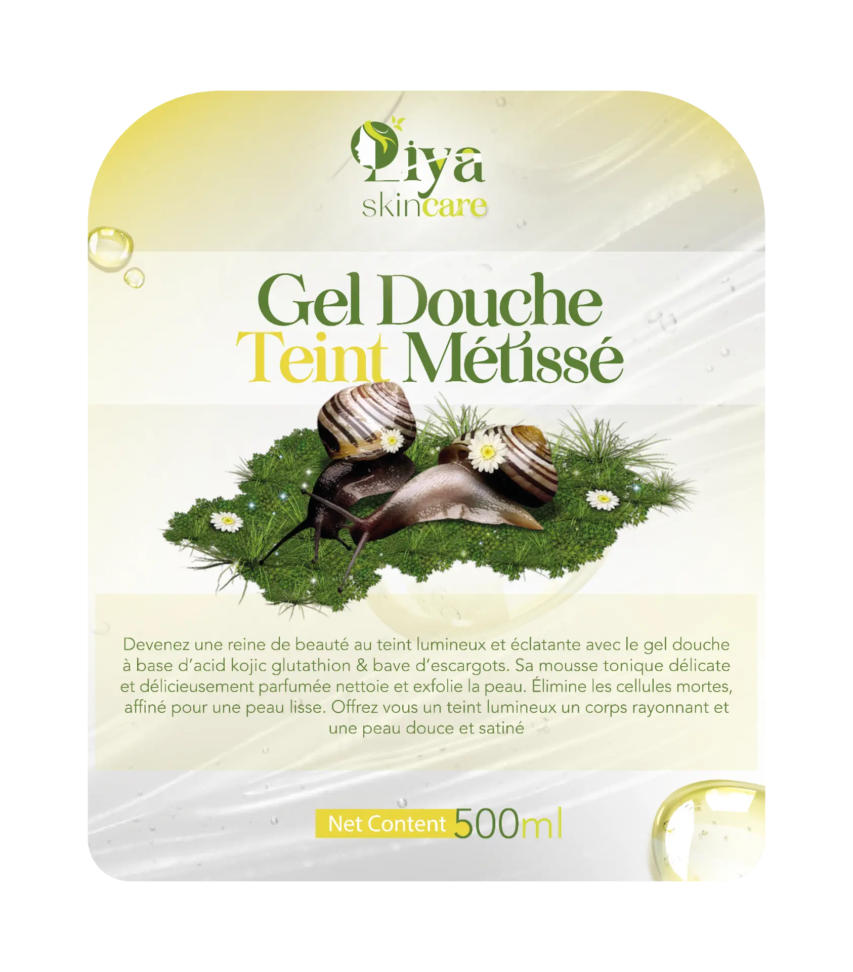 Packaging Gel Douche Teint Métissé Liya Skincare 500 ml