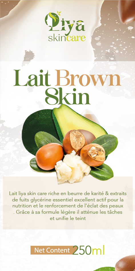 Étiquette Lait Brown Skin Liya Skincare 250 ml